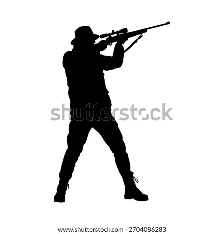 Hunter silhouette with rifle, - vector illustration