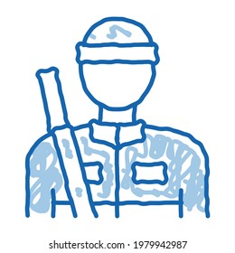 Hunter Silhouette sketch icon vector. Hand drawn blue doodle line art Hunter Silhouette sign. isolated symbol illustration