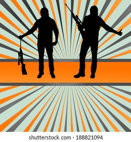 Hunter silhouette vector background burst concept