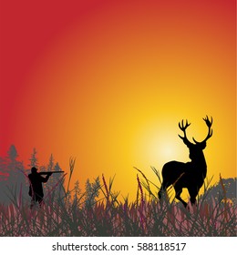 Hunter Silhouetted Shooting