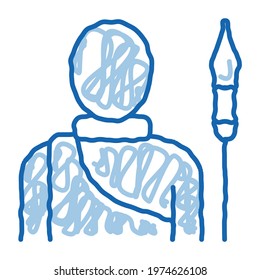 Hunter sketch icon vector. Hand drawn blue doodle line art Hunter sign. isolated symbol illustration