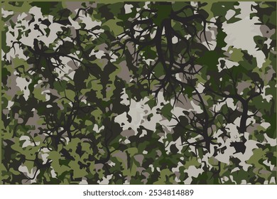 Caçador pântano floresta tundra Cor Sem Costura Design Gráfico Soldado. caçador Vetor Camo Print. árvore brach Preto Sem Costura Gráfico Exército Papel de Parede. Padrão de comando de vetor.