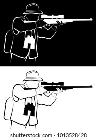 Hunter taking aim - clip art illustration