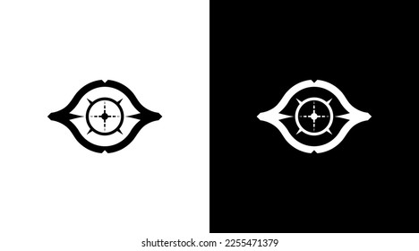 hunter target logo scope monogram black and white icon illustration style Designs templates