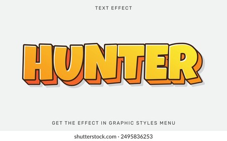 Hunter text effect template in 3d design