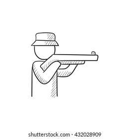 Icono de esbozo del vector Hunter aislado en el fondo. Icono de Hunter dibujado a mano. Icono de boceto de cazador para infografía, sitio web o aplicación.