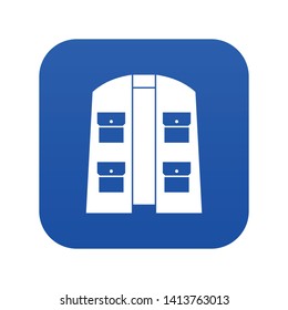 Hunter vest icon digital blue for any design isolated on white vector illustration