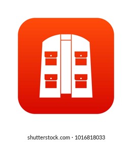 Hunter vest icon digital red for any design isolated on white vector illustration