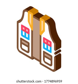 Vector de iconos de Hunter Vest. Señal isométrica de Hunter Vest. ilustración de símbolo aislado de color