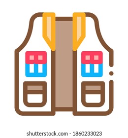 Hunter Vest Icon Vector. Outline Hunter Vest Sign. Color Isolated Contour Symbol Illustration