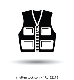 Hunter vest icon. White background with shadow design. Vector illustration.