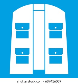 Hunter vest icon white isolated on blue background vector illustration
