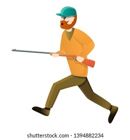 Hunter walking icon. Cartoon of hunter walking vector icon for web design isolated on white background