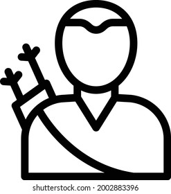 hunter with white background . hunter are symbol of hunting.thin line icon.