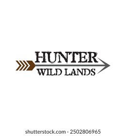 hunter wild lands typography graphic print , Abstract fashion drawing and creative design for t-shirts, mugs, graphic tee, sweatshirt, cases, etc. Illustration in modern style for clothes.