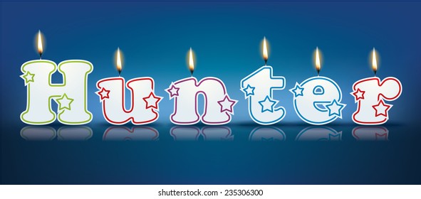 HUNTER written with burning candles - vector illustration