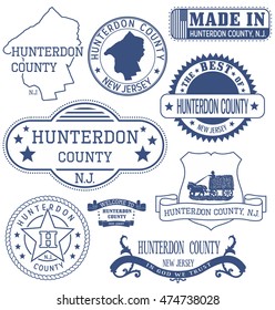 Hunterdon county, New Jersey. Set of generic stamps and signs.