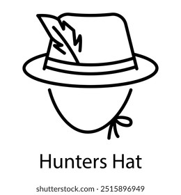 Hunters hat icon designed in outline style 