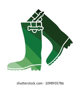 Hunter's rubber boots icon. Flat color design. Vector illustration.