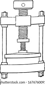 The Hunter's screw is formed of two screws, a larger and a smaller. The former being screwed internally to allow the latter to screw into it, vintage line drawing or engraving illustration.