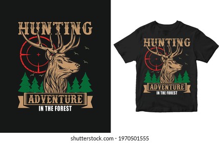 Hunting adventure in the forest Hunting T-Shirt Design 7