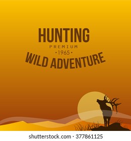 Hunting Adventure. Vector illustration Poster Trip collection