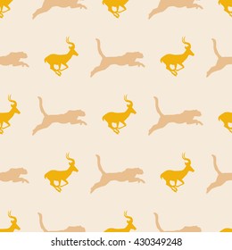 Hunting african animals cheetah and antelope seamless pattern wild life