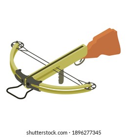 Icono de arbalet de caza. Isométrico del icono del vector de arbalet de caza para el diseño web aislado en fondo blanco
