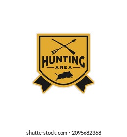 Hunting Area Badge With Crossed Gun And Arrow