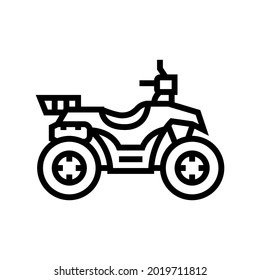 cazar vector de icono de línea de atv. símbolo de atv de caza. símbolo de contorno aislado ilustración negra