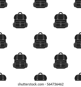 Hunting backpack icon in black style isolated on white background. Hunting pattern stock vector illustration.