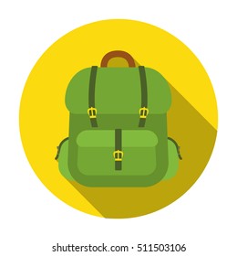 Hunting backpack icon in flat style isolated on white background. Hunting symbol stock vector illustration.