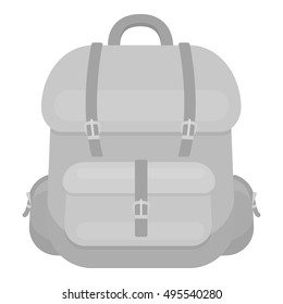 Hunting backpack icon in monochrome style isolated on white background. Hunting symbol stock vector illustration.