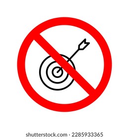 Hunting ban icon. Stop or ban red round sign with aim icon. Vector illustration. No aim icon 