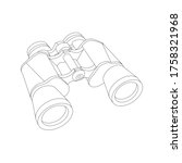 hunting binoculars. black and white outline. 50 mm aperture. designed to zoom in on distant objects