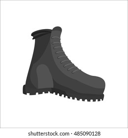 Hunting boots icon in black monochrome style isolated on white background vector illustration