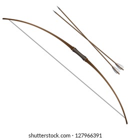 Hunting bow and arrows. Armament. Vector illustration.