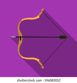Hunting bow.The main weapon of the ancient Mongols.Mongolia single icon in flat style vector symbol stock illustration.