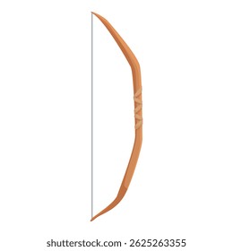 Hunting bow with string for shooting arrows, made of wood, isolated on white background