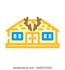 hunting cabin wooden color icon vector. hunting cabin wooden sign. isolated symbol illustration