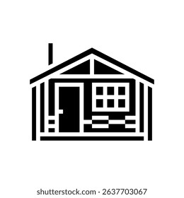 hunting cabin wooden glyph icon vector. hunting cabin wooden sign. isolated symbol illustration