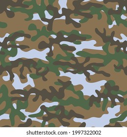 Hunting camouflage with green spots, seamless texture. Vector illustration.