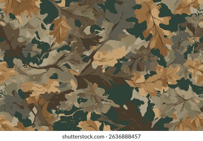 Hunting camouflage modern pattern, vector military print. real tree forest camouflage seamless pattern