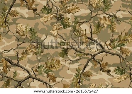 Hunting camouflage modern pattern, vector military print. real tree forest camouflage seamless pattern