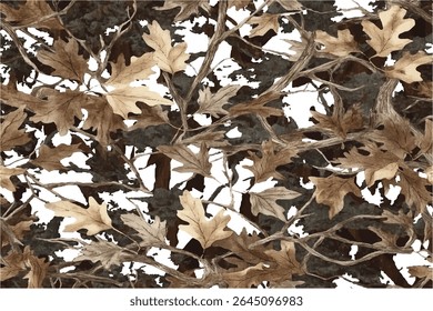 Caça camuflagem com carvalho para caça e militar. Caça de camuflagem sem emenda projeto padrão. Ilustração de vetor
