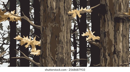 Hunting camouflage seamless pattern. Abstract camouflage. Digital camouflage. Vector camouflage texture of tree barks and jungle. 