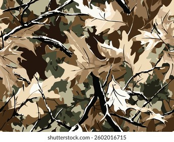 Hunting camouflage seamless pattern design. Hunting camouflage with tree for hunting and military. Vector hunting camo background