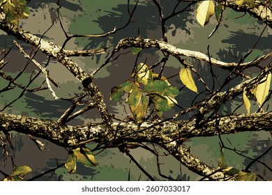Hunting camouflage. Camouflage seamless pattern. Jungle texture. Forest background. Camouflage background. Digital camo. Vector camouflage pattern. Woodland camo. Abstract background
