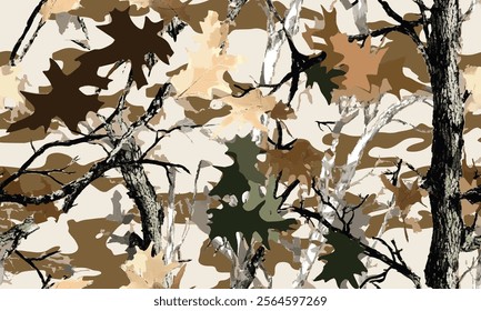 Hunting camouflage with tree for hunting and military. Hunting camouflage seamless pattern design. Abstract digital camouflage background