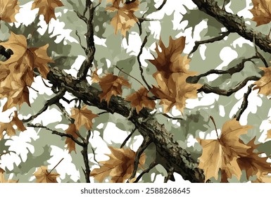 Hunting camouflage with tree for hunting and military. Hunting camouflage seamless pattern design. Vector hunting camo background